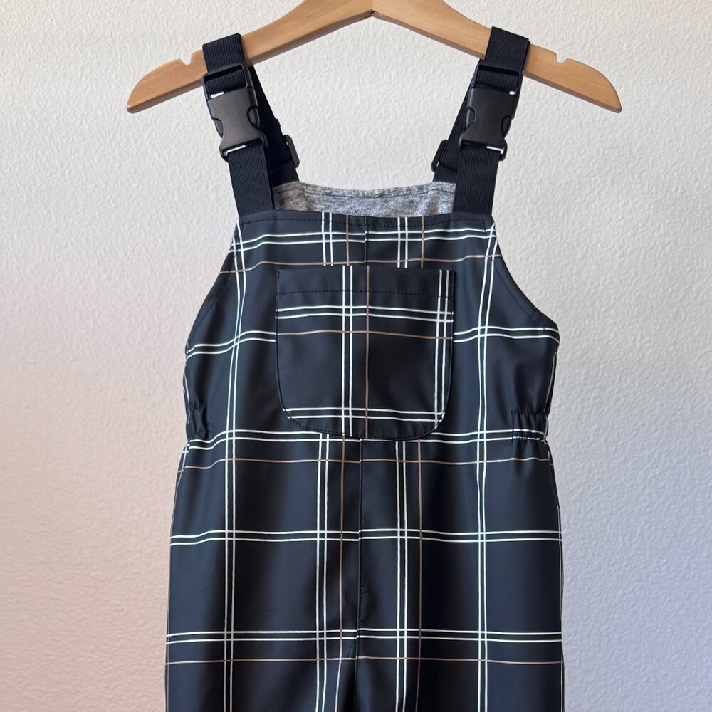 Miles The Label Rain Overalls 2Y • Black & White Plaid • Kids waterproof Outdoor